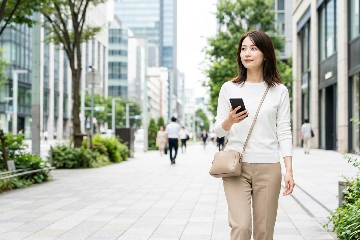 都内の駅近エリアで美容クリニックを探している女性のイメージ