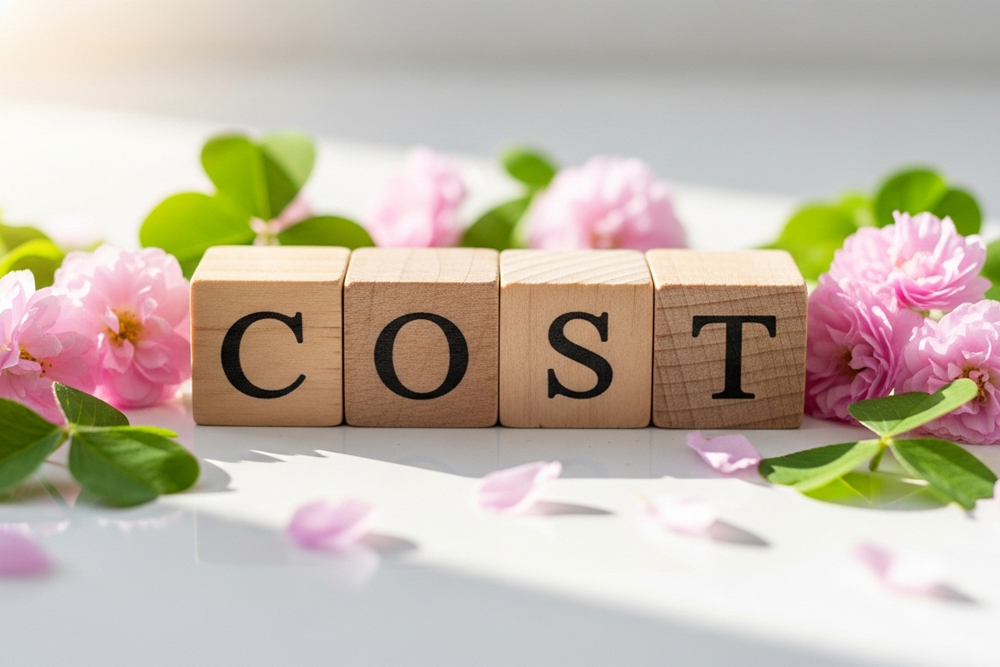 美容ケアの料金イメージとしてCOSTの文字を並べた木製ブロックの写真