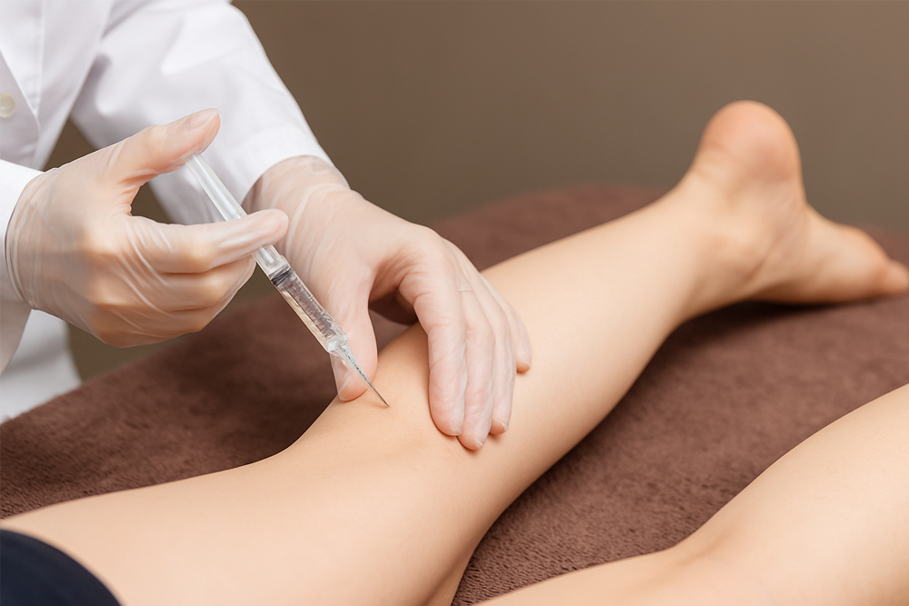 ふくらはぎ痩せ施術として脚痩せボトックスの施術を受けるイメージ